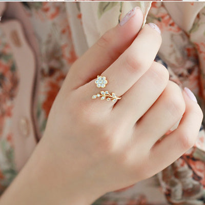 Hot Fashion Adjustable Rings Gold Color&Silver Plated Wishful Flower Leaves and Branches Finger Rings For Women Jewelry Wedding