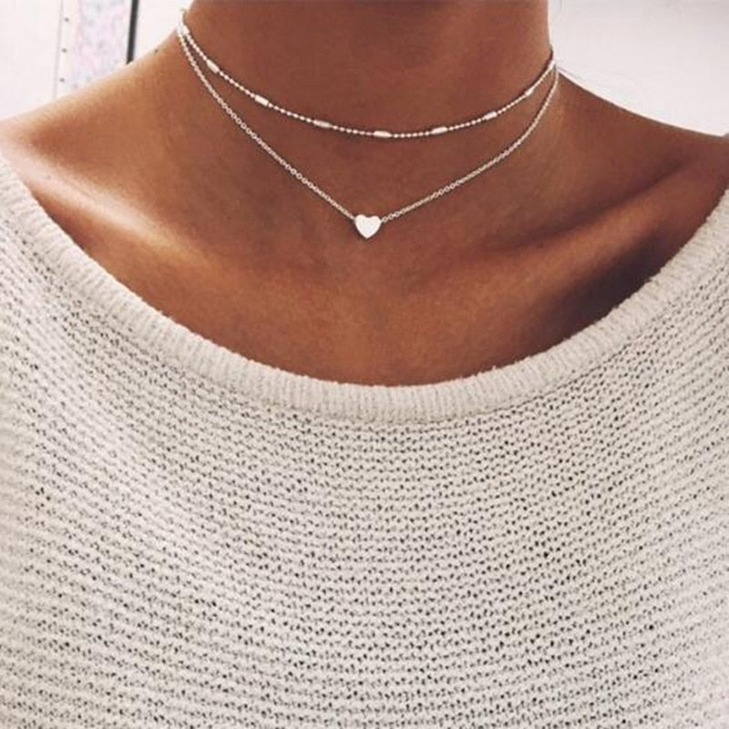 Hot Fashion Jewelry Women's Simple Sliver Gold color Chain Necklace lariat Charm Bar Necklaces & Pendants For women gift A02