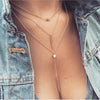 Hot Fashion Jewelry Women's Simple Sliver Gold color Chain Necklace lariat Charm Bar Necklaces & Pendants For women gift A02
