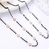 Long Crystal Charm Beaded Necklace Boho Simple Golden Silvery Sweater Chain Necklaces  Kolye Collier Women Jewelry