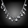 Fine charms noble crystal key moon heart star cross 925 Stamped Silver necklace gifts fine party wedding Jewelry
