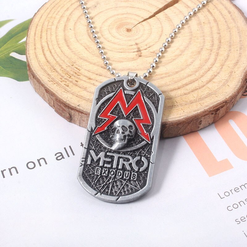 Game Metro Exodus 2033 Necklace Retro Dog Tag Skull Pendants Necklace Choker Women Men Gifts Jewelry