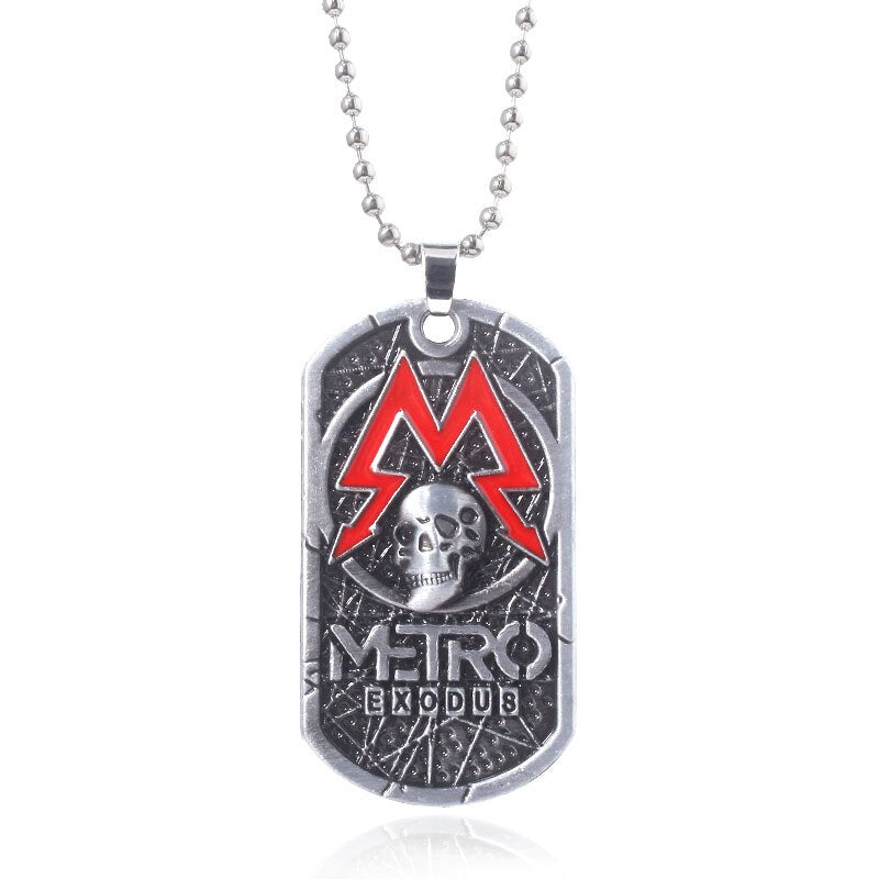 Game Metro Exodus 2033 Necklace Retro Dog Tag Skull Pendants Necklace Choker Women Men Gifts Jewelry
