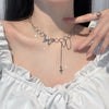 Gothic Multi-Layer Thick Chunky Chain Butterfly Necklace Women Silver Color Rhinestone Pendant Necklaces Aesthetic Jewelry