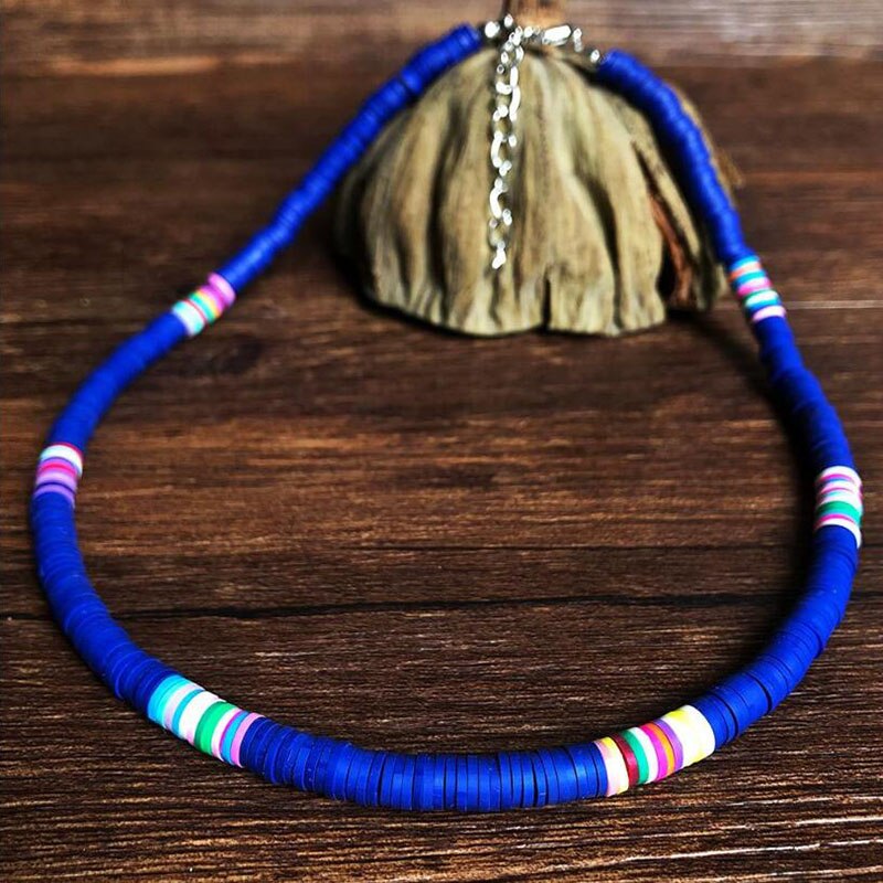 Handmade Polymer Clay Necklace Soft Pottery Choker Necklace Colorful Surfer Beads Collar Femme Jewelry Gifts