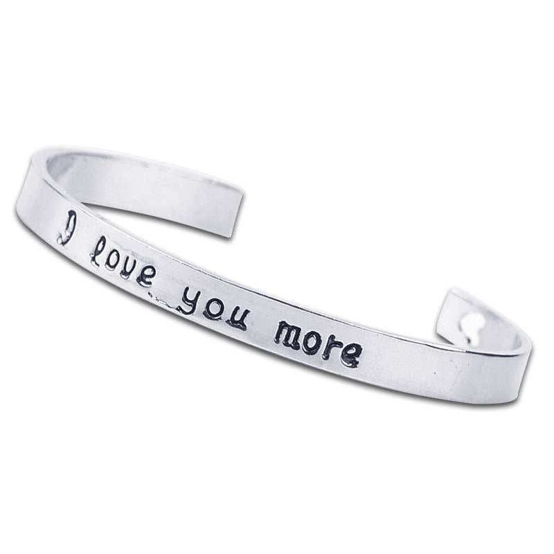 Hot High Quality stylish silver gold colors Love Heart Women Men Bangle Fashion I Love You More Letter Bangle fine jewelry gift