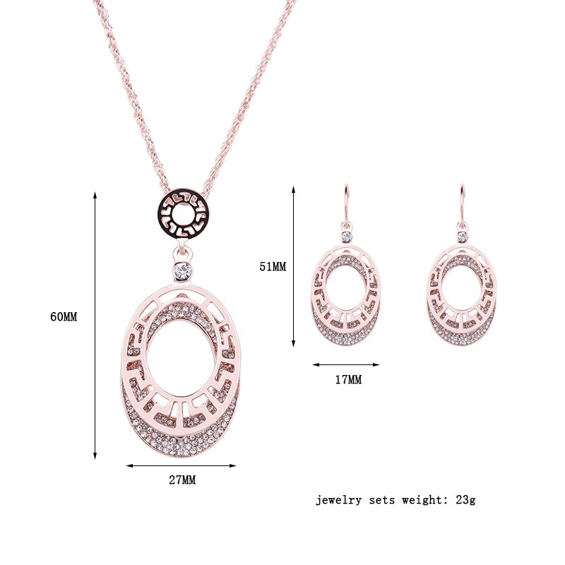Hot-Limited-Real-Korean-Style-Rosed-Plated-Jewelry-Set-Austrian-Crystal-Necklace-Oval-Earrings-For-Women
