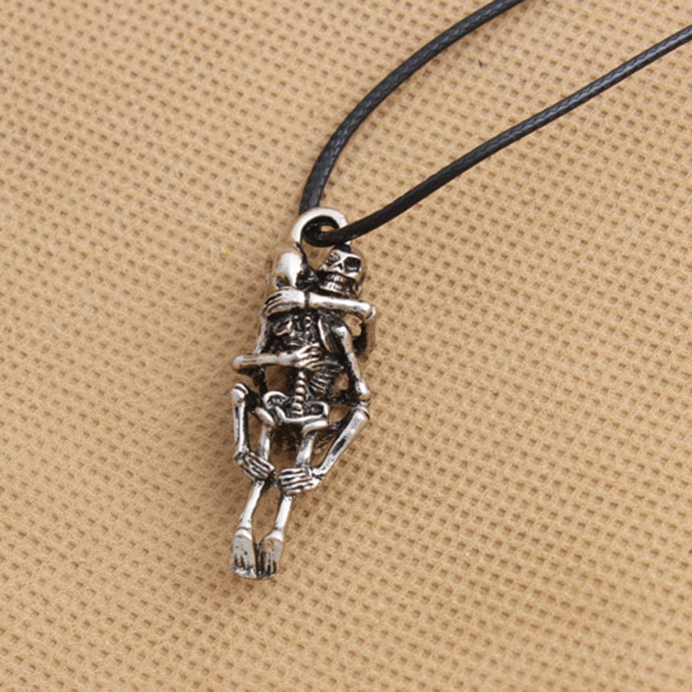 Hot Men Infinity Silver Black Stainless Steel hug Skull Pendant Chain Necklace fine jewelry saleValentine love to death