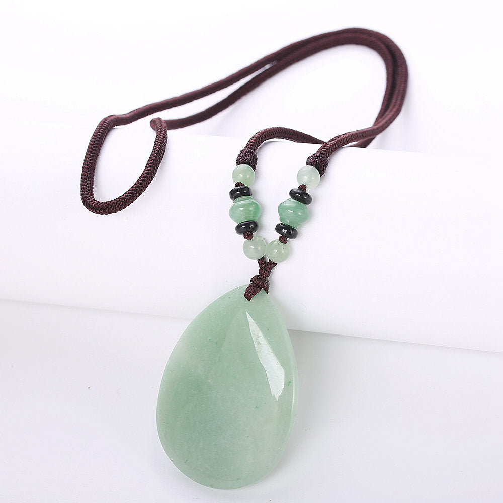 Hot Natural Stone Vintage Men Bijoux Bohemia Crystal Heart Opal agate amber obsidian Pendant Necklaces Women Jewelry Reiki Gift