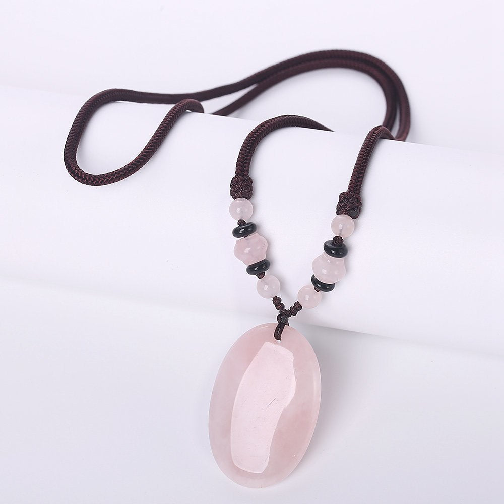 Hot Natural Stone Vintage Men Bijoux Bohemia Crystal Heart Opal agate amber obsidian Pendant Necklaces Women Jewelry Reiki Gift
