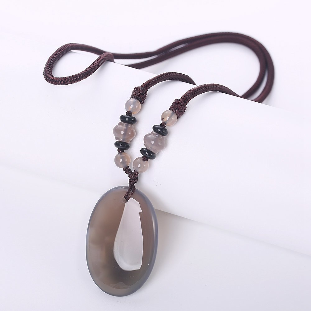 Hot Natural Stone Vintage Men Bijoux Bohemia Crystal Heart Opal agate amber obsidian Pendant Necklaces Women Jewelry Reiki Gift