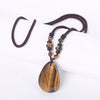 Hot Natural Stone Vintage Men Bijoux Bohemia Crystal Heart Opal agate amber obsidian Pendant Necklaces Women Jewelry Reiki Gift