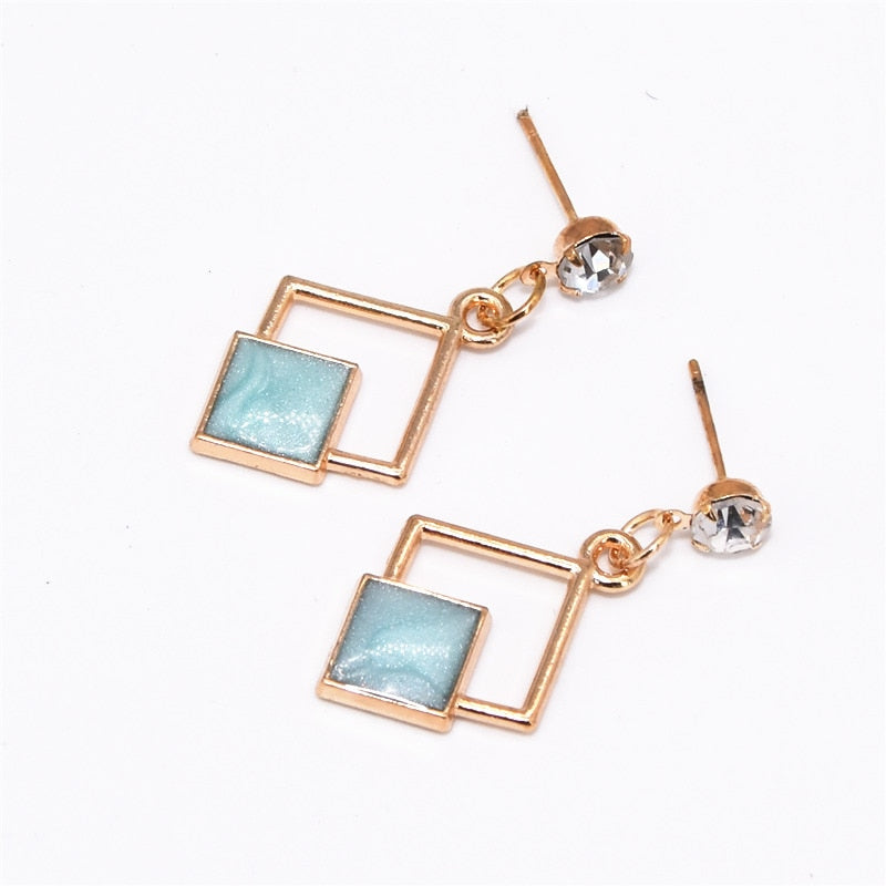Hot New Fashion Hollow Geometric Quadrilateral Dangling Long Statement Drop Earrings For Women Crystal Jewelry Wholesale 2020