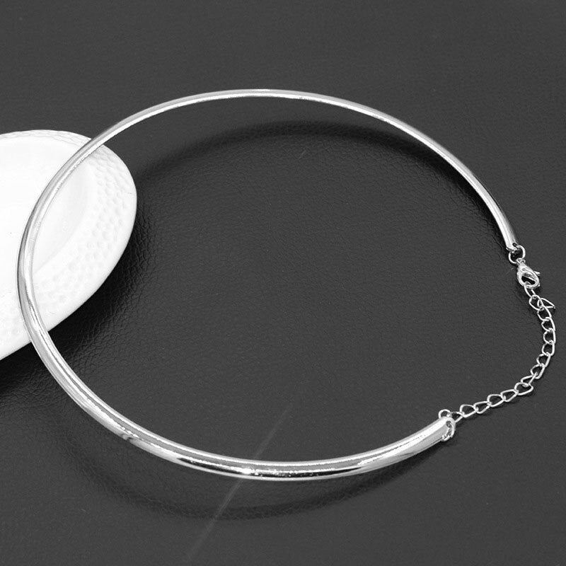 Punk Simple Round Circle Necklace Gold Bohemian Jewelry Exaggeration Metal Hoop Adjustable Necklaces for Women