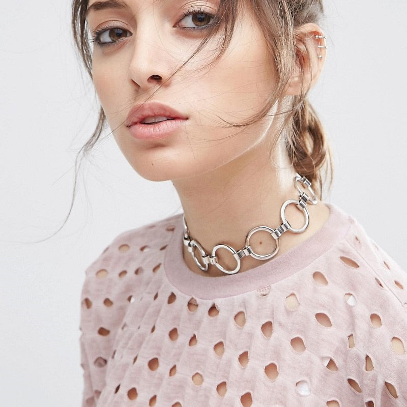 accessories mix color metal  round choker necklace for couple lovers'  N187