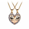 Pink Blue Sequin Stitching Heart Broken Friends Necklace Pendant Chain BFF Friendship Jewelry Gifts For Kids 2PCS/Set
