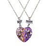 Pink Blue Sequin Stitching Heart Broken Friends Necklace Pendant Chain BFF Friendship Jewelry Gifts For Kids 2PCS/Set