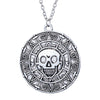 Pirates Of The Caribbean Necklace Jack Sparrow Aztec Coin Medallion Vintage Gold Bronze Keychain Silve Pendant