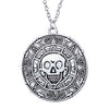 Pirates Of The Caribbean Necklace Jack Sparrow Aztec Coin Medallion Vintage Gold Bronze Keychain Silve Pendant