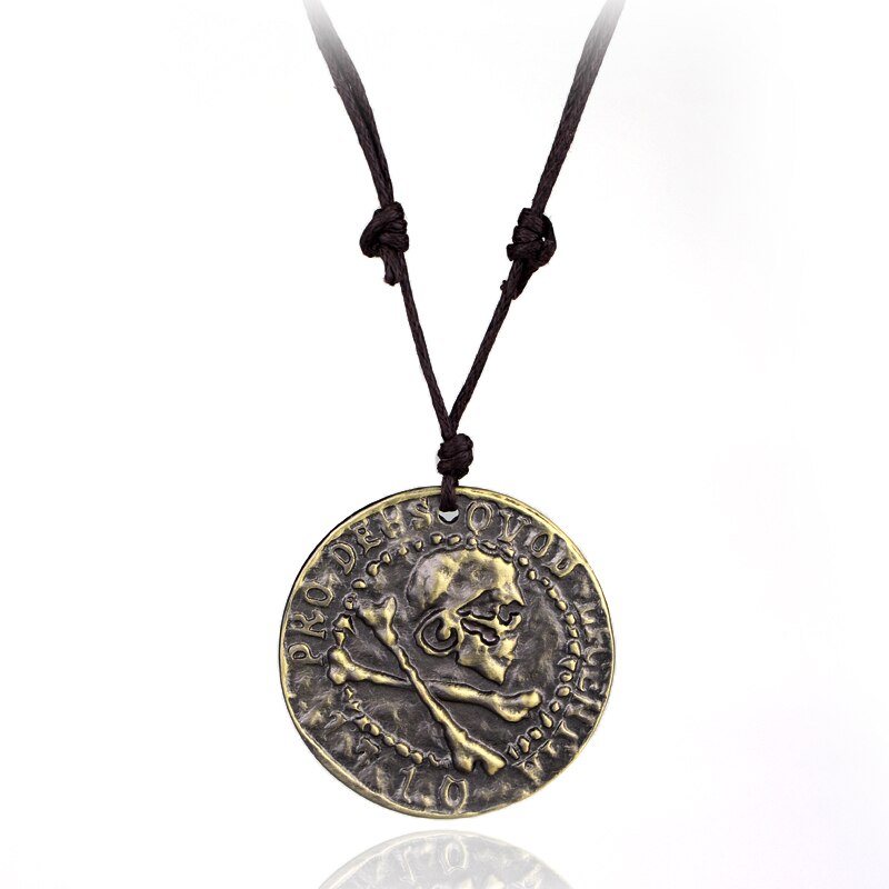 Pirates Of The Caribbean Necklace Jack Sparrow Aztec Coin Medallion Vintage Gold Bronze Silve Pendant