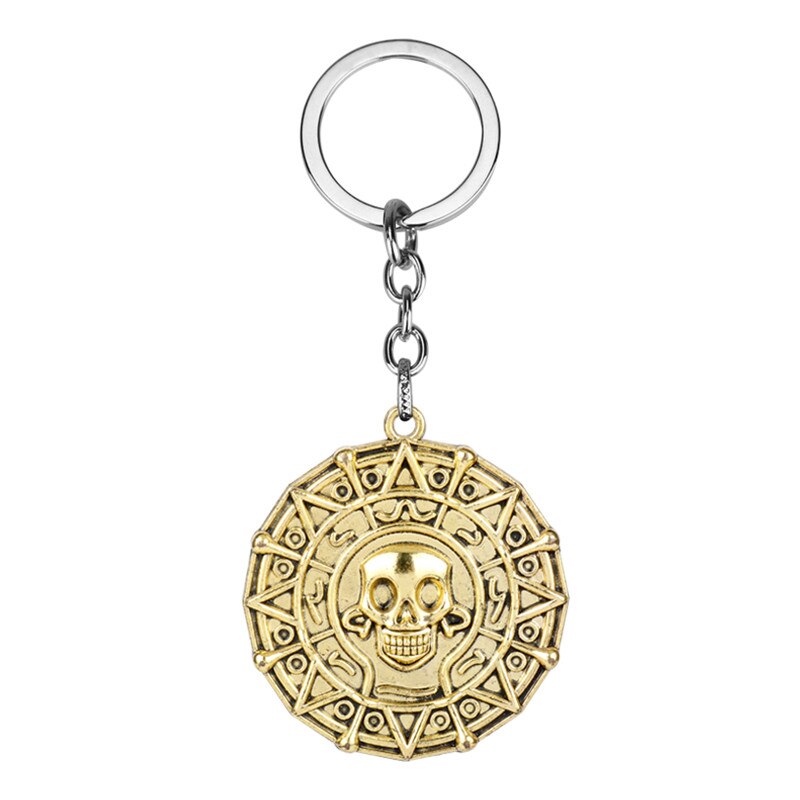 Pirates Of The Caribbean Necklace Jack Sparrow Aztec Coin Medallion Vintage Gold Bronze Silve Pendant