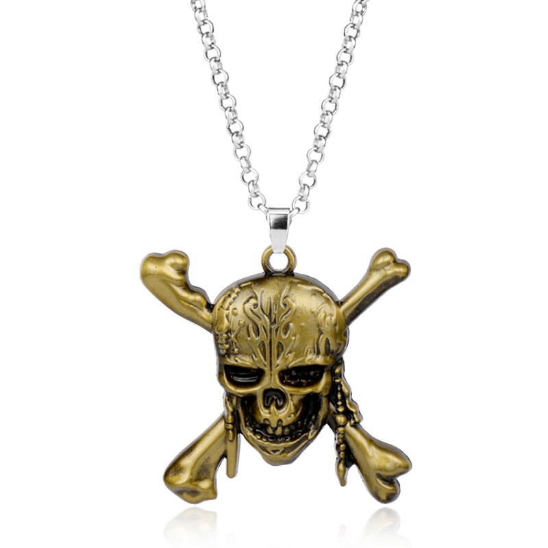 Pirates Of The Caribbean Necklace Jack Sparrow Aztec Coin Medallion Vintage Gold Bronze Silve Pendant