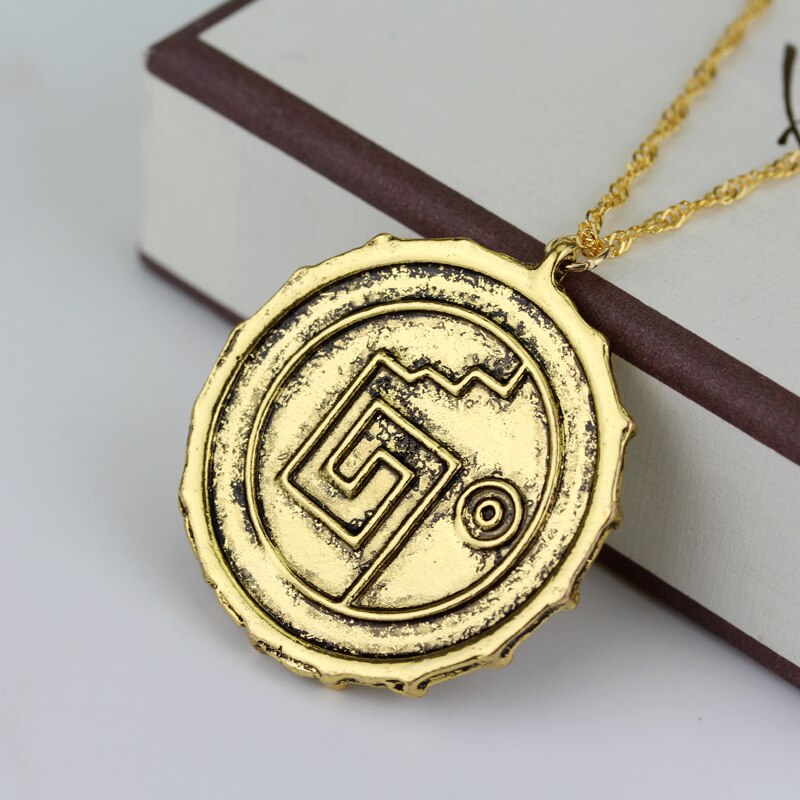 Pirates Of The Caribbean Necklace Jack Sparrow Aztec Coin Medallion Vintage Gold Bronze Silve Pendant