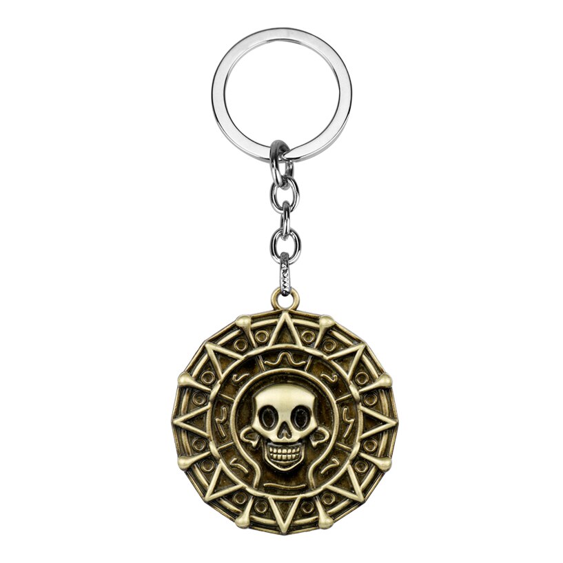 Pirates Of The Caribbean Necklace Jack Sparrow Aztec Coin Medallion Vintage Gold Bronze Silve Pendant