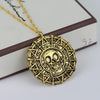 Pirates Of The Caribbean Necklace Jack Sparrow Aztec Coin Medallion Vintage Gold Bronze Silve Pendant