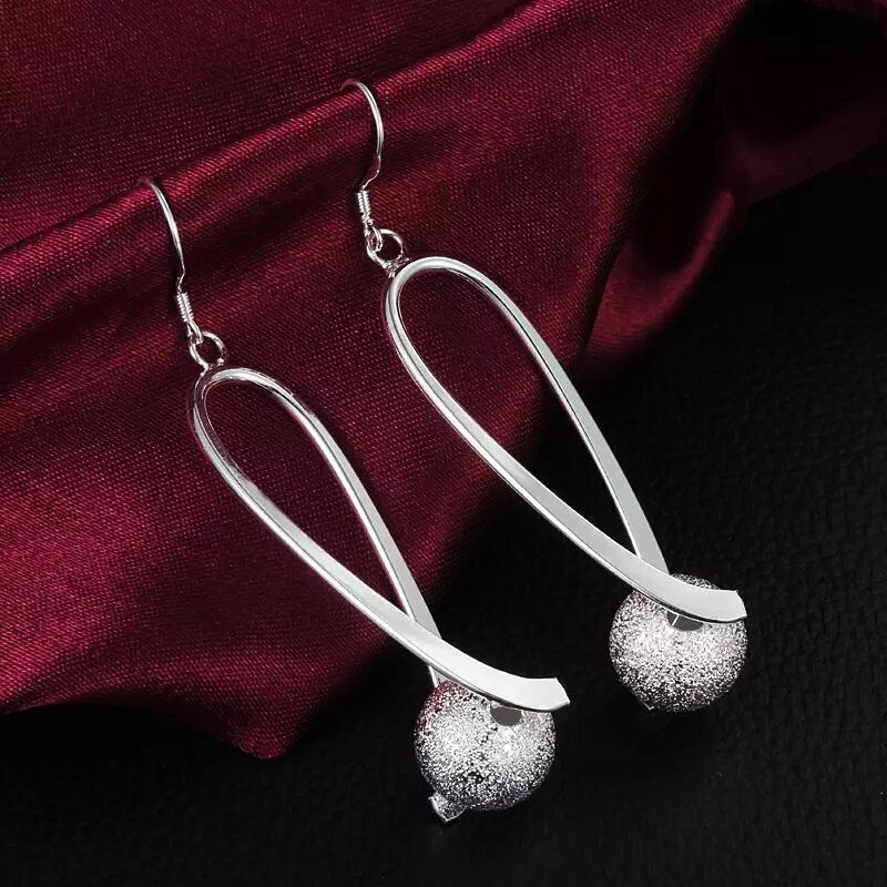 Popular 925 Stamped Silver fine Frosted beads earrings for Women wild party classic jewelry Holiday gifts