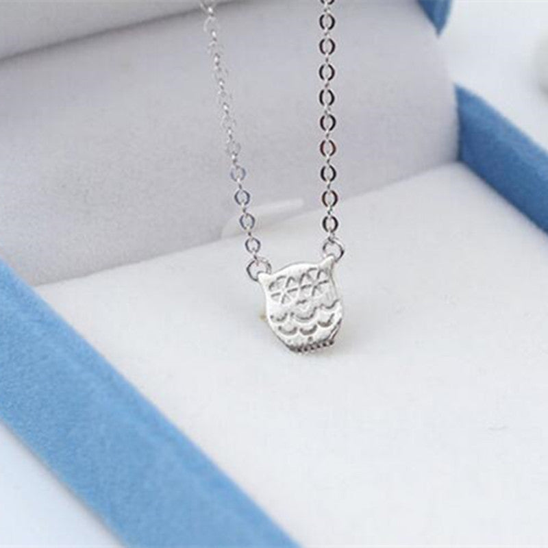 Hot Popular Cute Animal 925 Sterling Silver Jewelry Owl Female Simple Hollow Accessories Clavicel Chain Pendant Necklace H246