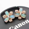 Hot Popular Earrings Jewelry Rose Gold Color Stud Earrings With White Oval Opal Engagement Gifts For Ladies