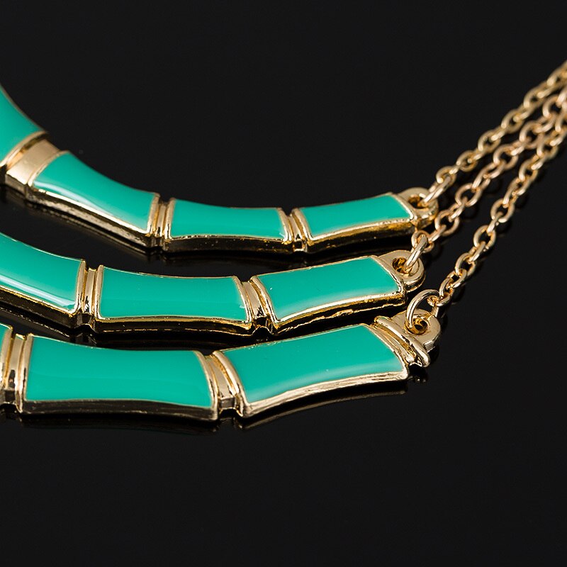 Popular Individual Design Black Enamel Elegant Gold Color Chain Alloy Collar Necklace For Women  Bijoux #N078