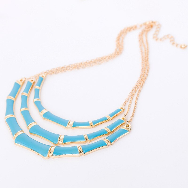 Popular Individual Design Black Enamel Elegant Gold Color Chain Alloy Collar Necklace For Women  Bijoux #N078