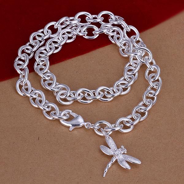 Popular brands 925 Stamped Silver Pretty heart dragonfly pendant Necklaces for woman party wedding Jewelry gifts