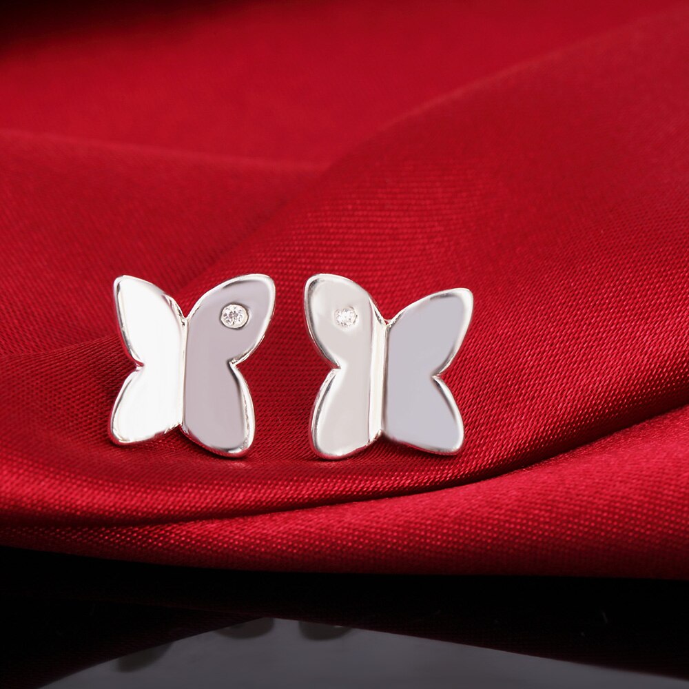 Popular brands 925 Sterling Silver crystal butterfly stud earrings rings Jewelry sets for women Party Christmas gift