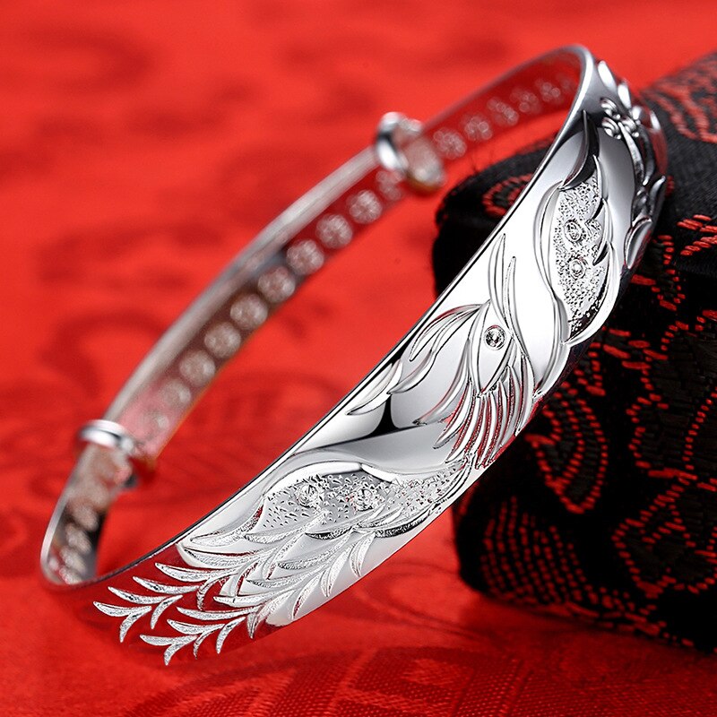 Popular brands 999 sterling silver charms Noble Phoenix bracelets Bangles for women party wedding jewelry fine gifts