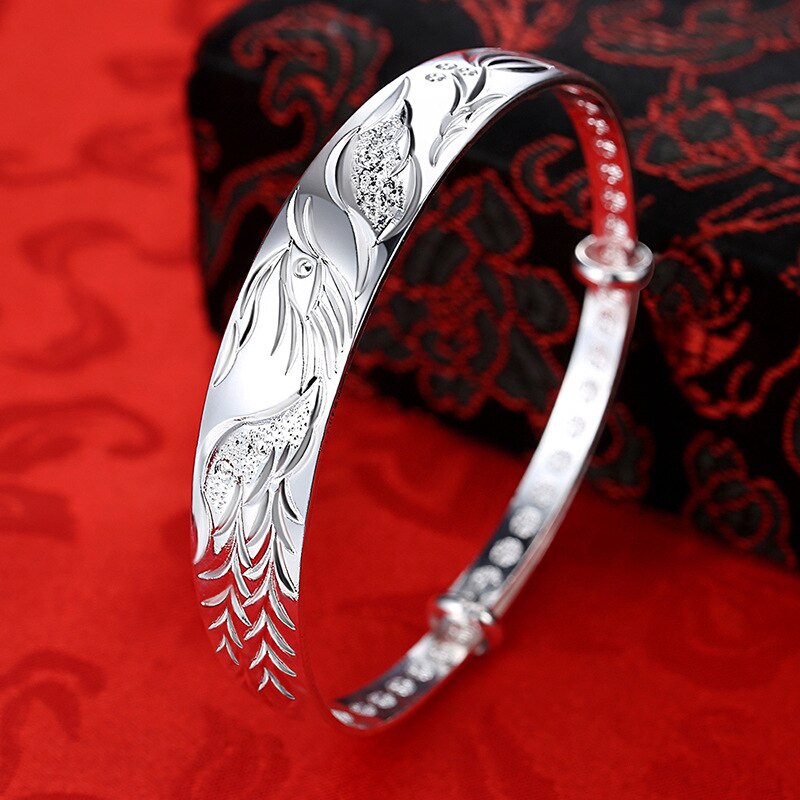 Popular brands 999 sterling silver charms Noble Phoenix bracelets Bangles for women party wedding jewelry fine gifts