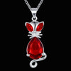 Pretty 925 Stamped Silver  red Blue green Crystal Fox Pendant Necklace For Women party Wedding Jewelry Gifts