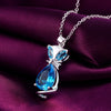 Pretty 925 Stamped Silver  red Blue green Crystal Fox Pendant Necklace For Women party Wedding Jewelry Gifts