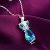 Pretty 925 Stamped Silver  red Blue green Crystal Fox Pendant Necklace For Women party Wedding Jewelry Gifts