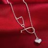 Pretty 925 Stamped Silver nurse heart Pendant Necklace For Women lady Holiday gifts Wedding party Jewelry