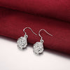 Pretty 925 Sterling Silver Romantic Rose flower Earrings for Women Holiday gifts classic party wedding Jewelry