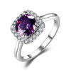 Hot Purple Amethyst Ring Brand Jewelry Ladies 925 Sterling Silver 8MM Round Rings High Quality Wedding Engagement Ring Size 6-10