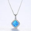 Hot Sale 100% 925 Sterling Silver Necklace Lucky Blue White Green Fire Opal Clear CZ Pendant Necklace Women Luxury Jewelry