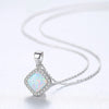 Hot Sale 100% 925 Sterling Silver Necklace Lucky Blue White Green Fire Opal Clear CZ Pendant Necklace Women Luxury Jewelry