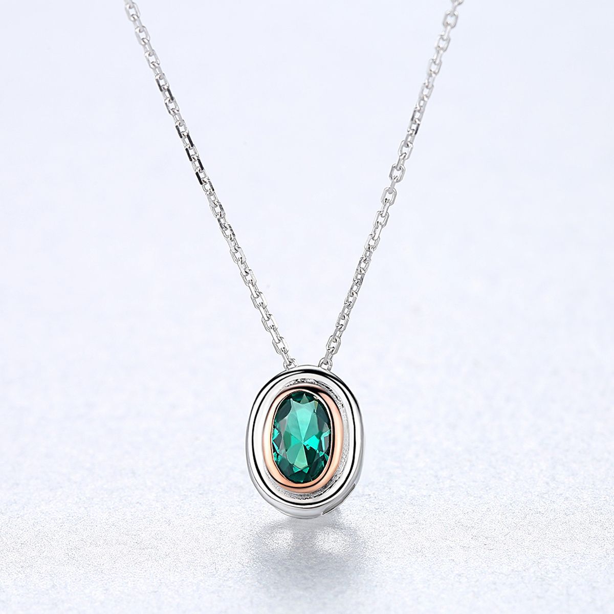 Hot Sale 100% 925 Sterling Silver Pendant Necklace Lucky Green Clear CZ Pendant Necklace Women Luxury Jewelry Wholesale