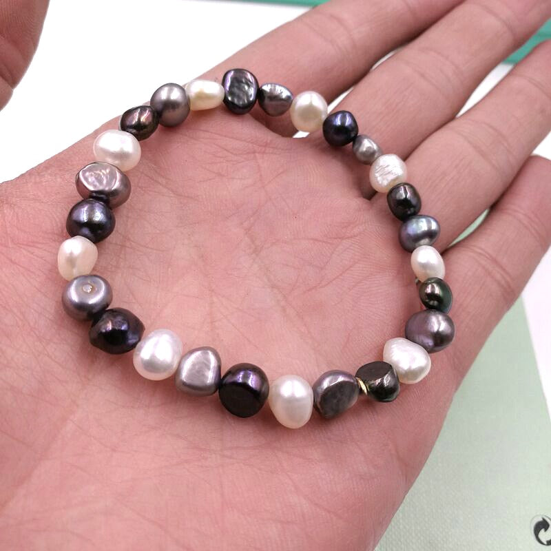 Hot Sale 100% Natural Pearl Charms Bracelet Elastic Rope White Pearl Bracelet 5 Color Real Pearl Gift For Girl Friend