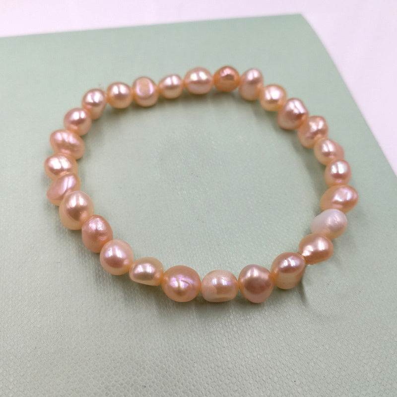 Hot Sale 100% Natural Pearl Charms Bracelet Elastic Rope White Pearl Bracelet 5 Color Real Pearl Gift For Girl Friend