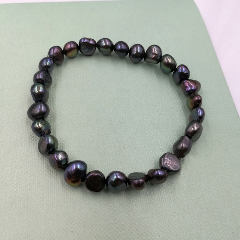 Hot Sale 100% Natural Pearl Charms Bracelet Elastic Rope White Pearl Bracelet 5 Color Real Pearl Gift For Girl Friend